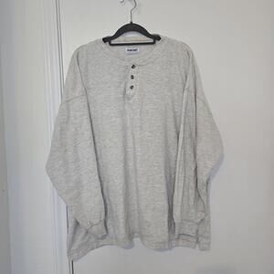 VTG Puritan Mens Gray Heather Henley Long Sleeve Shirt 2-3XL No Size Tag